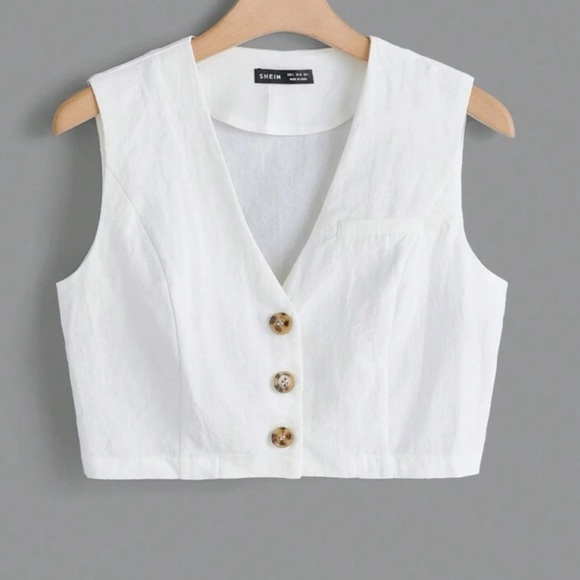 SHEIN Tops - White Button Down Crop Tank top